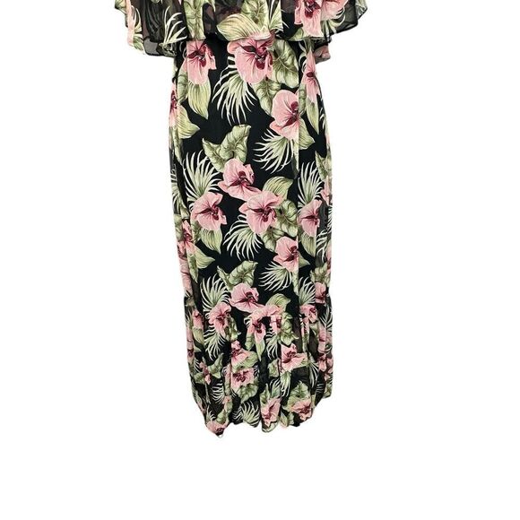 Anthropologie Raga Black Floral Off the Shoulder Maxi Dress| Size S - Picture 7 of 10